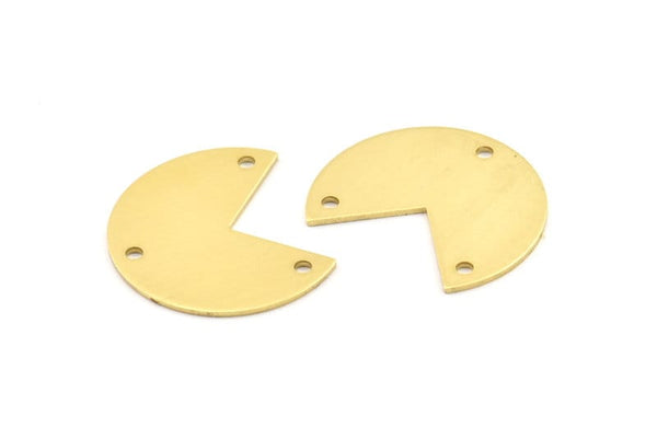 Brass Pizza Slice, 10 Raw Brass Three Quarters Stamping Blank Charms With 3 Holes, Pendants, Findings (21x25x0.80mm) A0142