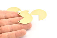 Brass Pizza Slice, 6 Raw Brass Three Quarters Stamping Blank Charms With 2 Holes, Pendants, Findings (30x35x0.80mm) A0976