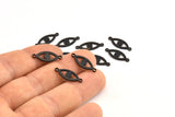 Black Eye Charm, 25 Oxidized Black Brass Eye Connectors With 2 Loops, Pendants, Earrings (18x7x1mm) D1143 S1079
