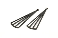 Black Triangle Charm, 12 Oxidized Black Brass Triangle Charms With 1 Hole, Pendants, Findings (39x12x0.80mm) D1173 S1087