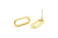 Brass Oval Earring, 8 Raw Brass Oval Stud Earrings (20x8x2mm) E004 A1268