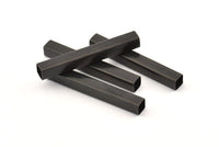 Black Tube Beads - 10 Square Oxidized Black Brass Tubes (40x5x5mm) Sq04 Brc280 S184