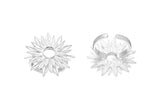 Silver Ring Settings, 925 Silver Adjustable Sunflower Rings - Pad Size 6mm N0739