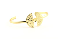 Gold Geometric Cuff, Gold Plated Brass Geometric Cuff Stone Setting With 1 Pad -  Pad Size 6x4mm R068