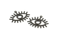 Black Eye Charm, 24 Oxidized Black Brass Eye Charms With 1 Loop, Pendants, Earrings (27x22x1mm) A1202 S664