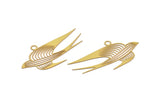 Brass Bird Charm, 10 Raw Brass Bird Charms With 1 Loop, Findings (49x24x0.30mm) D1700