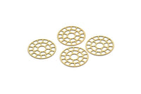 Brass Circle Charm, 24 Raw Brass Circle Charms, Earrings, Findings (14x0.30mm) F124