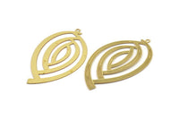 Brass Marquise Charm, 10 Raw Brass Marquise Charms With 1 Loop, Findings (53x30x0.30mm) D1672