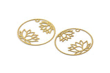 Brass Flower Charm, 12 Raw Brass Lotus Flower Charms With 1 Hole, Findings (27x0.30mm) D1438