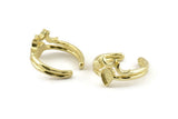 Brass Moon Ring, 2 Raw Brass Drop Ring With 1 Stone Settings - Pad Size 5x4mm N1277