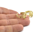 Brass Moon Ring, 2 Raw Brass Drop Ring With 1 Stone Settings - Pad Size 5x4mm N1277