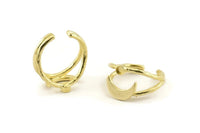 Brass Ring Setting, 2 Raw Brass Moon And Planet Ring With 1 Stone Settings - Pad Size 3mm N1272