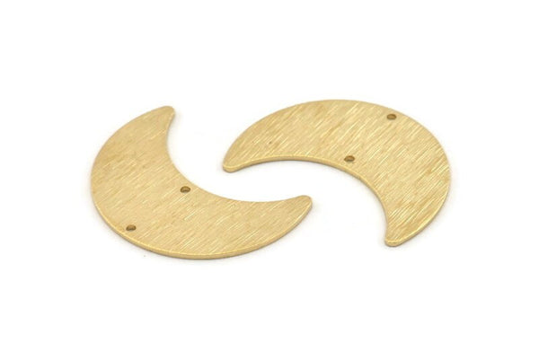 Brass Moon Charm, 10 Textured Raw Brass Crescent Moon Charms With 2 Holes, Findings, Connectors (28x12x0.80mm) D1388