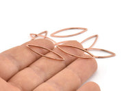 Rose Gold Marquise Charm, 50 Rose Gold Tone Brass Marquise Rings, Connectors, Charms (8x28x0.90mm) D1659