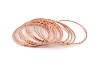 45mm Circle Connector, 12 Rose Gold Tone Brass Circle Connectors (45x1x1mm) D1601