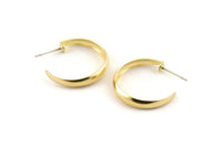 Brass Circle Earring, 2 Raw Brass Circle Stud Earrings (25x4x1.2mm) D1283