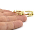 Brass Ring Settings, 3 Raw Brass Moon And Planet Ring With 1 Stone Setting - Pad Size 6mm N1160