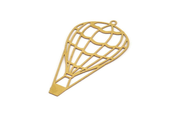 Brass Air Balloon Charm, 10 Raw Brass Air Balloon Charms With 1 Loop, Findings (52x27x0.30mm) D1685