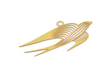 Brass Bird Charm, 10 Raw Brass Bird Charms With 1 Loop, Findings (49x24x0.30mm) D1700