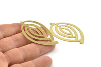 Brass Marquise Charm, 10 Raw Brass Marquise Charms With 1 Loop, Findings (53x30x0.30mm) D1672