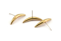 Brass Fish Tail Earring, 4 Raw Brass Fish Tail Stud Earrings, Findings (23x4mm) D1636