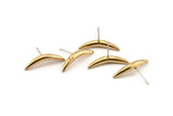 Brass Fish Tail Earring, 4 Raw Brass Fish Tail Stud Earrings, Findings (23x4mm) D1636