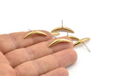 Brass Fish Tail Earring, 4 Raw Brass Fish Tail Stud Earrings, Findings (23x4mm) D1636