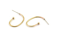 Brass Earring Wires, 4 Raw Brass Earring Studs (26x15x1.2mm) D1637