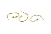 Brass Earring Wires, 4 Raw Brass Earring Studs (26x15x1.2mm) D1637