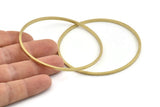 70mm Circle Connectors - 12 Raw Brass Circle Connectors (70x2x2mm) D1516
