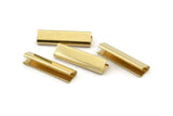 Ribbon Crimp End, 12 Raw Brass Ribbon Crimp Ends Without Loop, Findings (30x8mm) Brs 2265p A0631 A1303