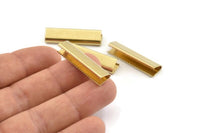 Ribbon Crimp End, 12 Raw Brass Ribbon Crimp Ends Without Loop, Findings (30x8mm) Brs 2265p A0631 A1303