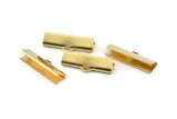 Ribbon End Claps, 12 Raw Brass Ribbon Crimp Ends With 1 Loop, Jewelry Findings (30x10mm) A1359