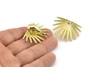 Brass Bird Earring, 2 Raw Brass Bird Skull Stud Earrings (38x28x2mm) A1370