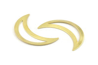 Brass Moon Charm, 12 Raw Brass Crescent Moon Charms, Connectors (44x14x0.80mm) A1392