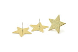 Brass Star Earring, 8 Textured Raw Brass Star Stud Earrings (22x1mm) D1416 A1421