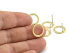 Brass Circle Earring, 10 Raw Brass Circle Stud Earrings (14x0.90mm) D1581 A1382