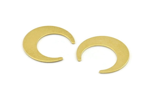 Brass Moon Charm, 12 Raw Brass Crescent Moon Blanks (25x23x0.80mm) A1440