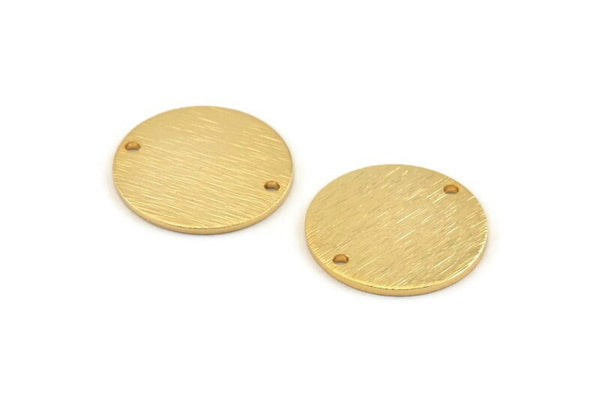 Gold Cabochon Tag, 4 Textured Gold Plated Brass Cabochon Tags With 2 Holes, Connectors (18x1mm) D1373 H1005