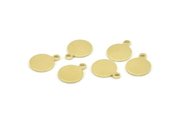 Brass Cabochon Tag, 50 Raw Brass Cabochon Tags With 1 Loop (13x10x0.80mm) M037