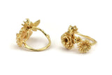 Gold Ring Settings, Gold Plated Brass Flower Ring With 1 Stone Setting - Pad Size 4mm N1235 Q1096