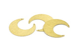 Brass Moon Charm, 4 Textured Raw Brass Crescent Moon Charms With 2 Holes (42x16x0.80mm) M058