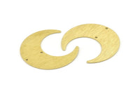 Brass Moon Charm, 4 Textured Raw Brass Crescent Moon Charms With 2 Holes (42x16x0.80mm) M059