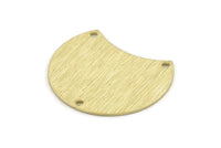 Brass Moon Charm, 6 Textured Raw Brass Moon Charms With 3 Holes, Stamping Blanks (28x21x0.80mm) M068