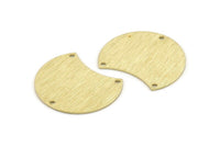 Brass Moon Charm, 6 Textured Raw Brass Moon Charms With 3 Holes, Stamping Blanks (28x21x0.80mm) M068