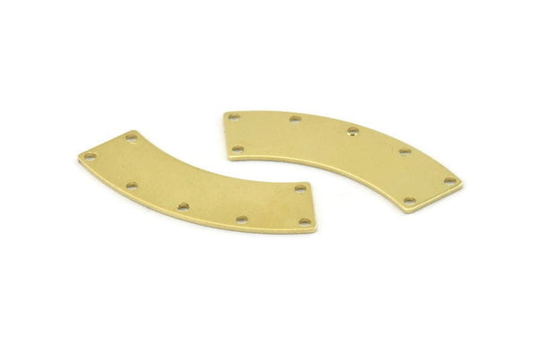 Brass Rectangle Blank, 10 Raw Brass Rectangle Stamping Blanks With 7 Holes (37x10x0.80mm) M078