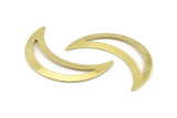 Brass Moon Charm, 12 Raw Brass Crescent Moon Charms, Connectors (44x14x0.80mm) A1392