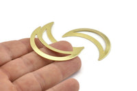 Brass Moon Charm, 12 Raw Brass Crescent Moon Charms, Connectors (44x14x0.80mm) A1392