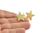 Brass Star Earring, 8 Textured Raw Brass Star Stud Earrings (22x1mm) D1416 A1421