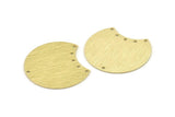 Brass Moon Charm, 4 Textured Raw Brass Moon Stamping Blanks With 6 Holes, Connectors (35x28x0.80mm) M107